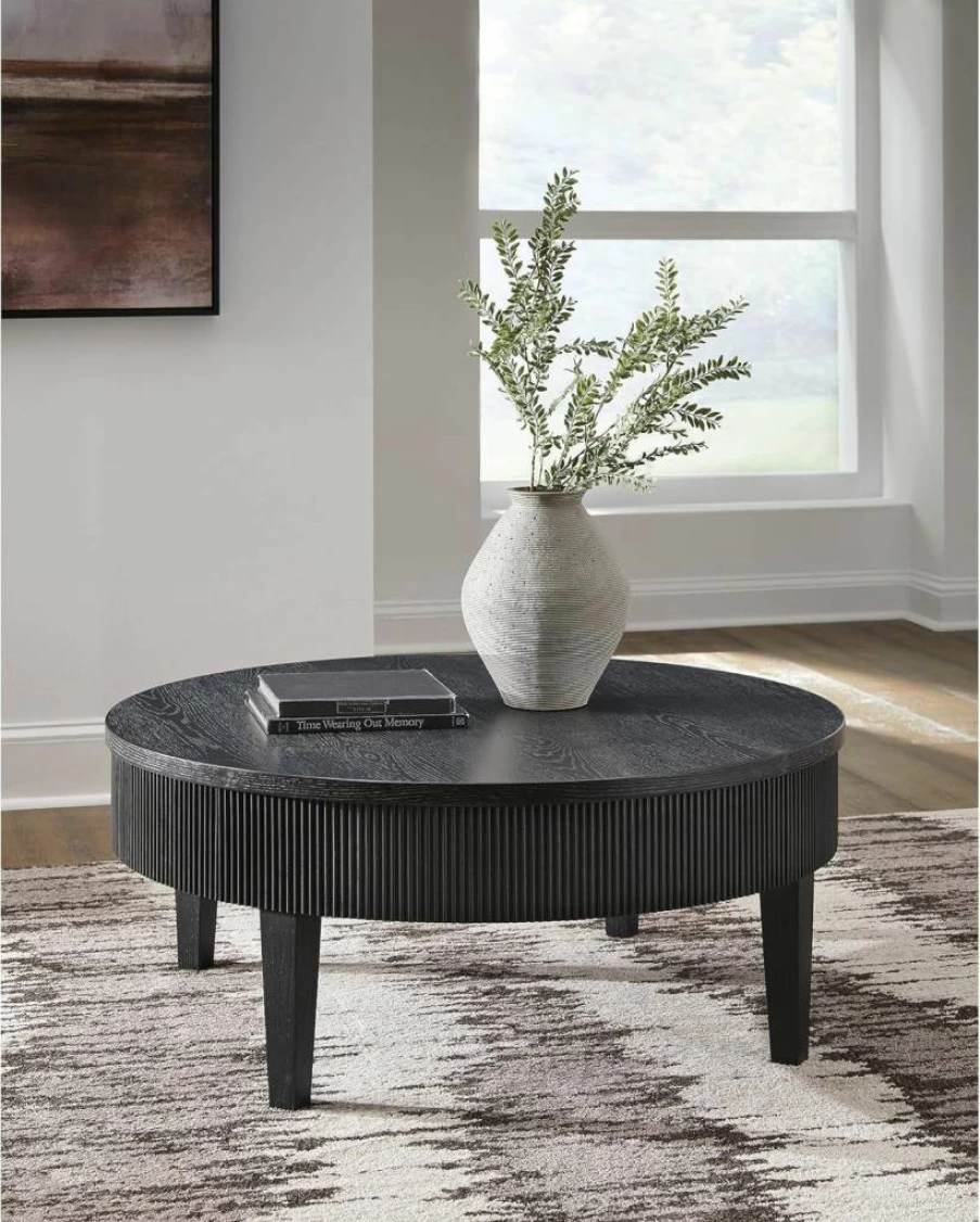 Signature Design by Ashley Marstream Modern Black Coffee Table - 4-Leg Contemporary Living Room Furniture