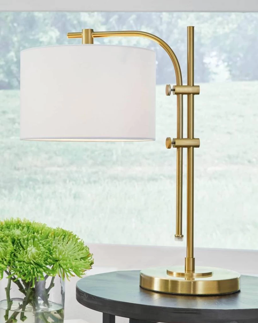 Signature Design by Ashley Baronvale 27 Inch Modern Black Metal Adjustable Table Lamp - Sleek Home Office Lighting