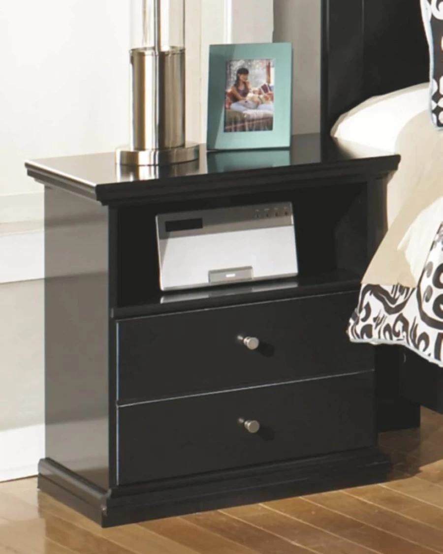 Signature Design by Ashley Maribel Kids' Nightstand - Traditional 1-Drawer & Storage Cubby, 24.37" Height, Black Finish