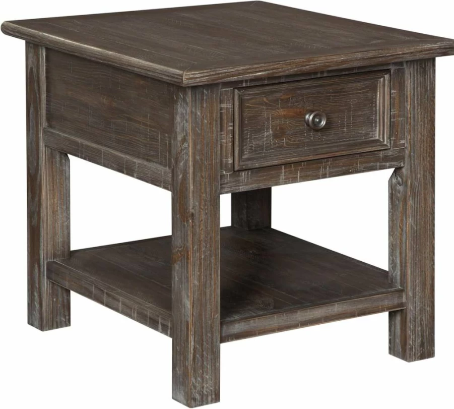 Signature Design by Ashley Tyler Creek Rustic End Table - Brown & Black Storage Drawer & Fixed Shelf