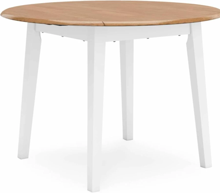 Signature Design by Ashley Hammis Round Drop Leaf Dining Table - Dark Brown Solid Wood Kitchen Table for Small Spaces
