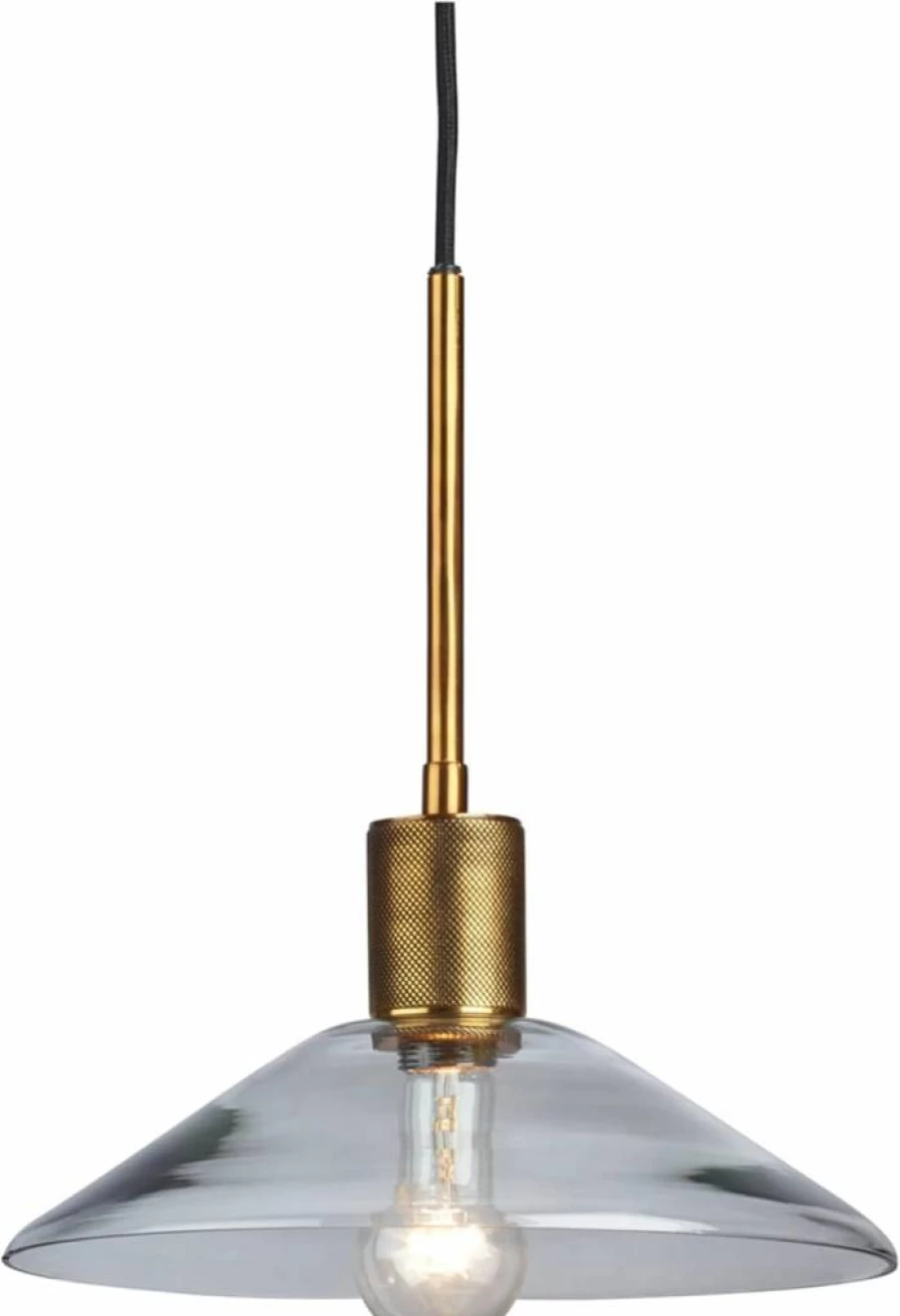 Signature Design by Ashley Chaness Industrial Style Brass Pendant Light with Glass Shade