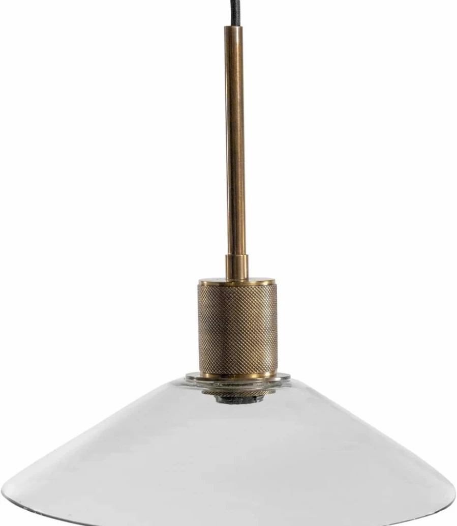 Signature Design by Ashley Chaness Industrial Style Brass Pendant Light with Glass Shade