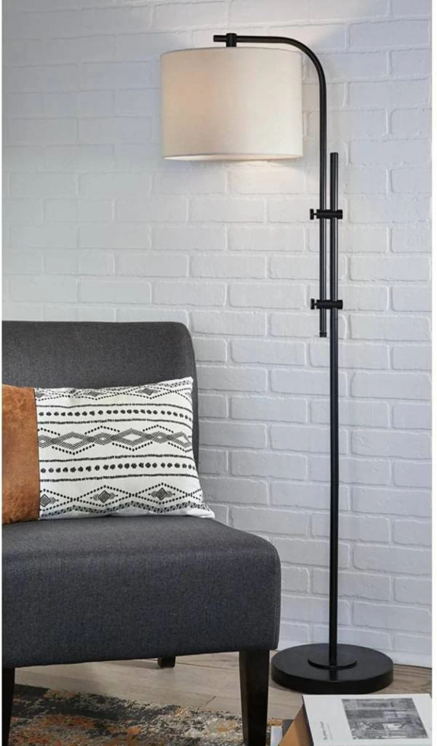 Signature Design by Ashley Baronvale 60" Adjustable Brass Floor Lamp - Modern Metal Lighting for Living Room