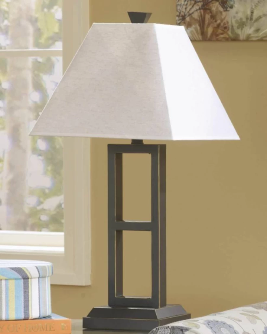 Signature Design by Ashley Deidra Modern 27.75" Black Metal Table Lamp - Set of 2, Sleek Finish