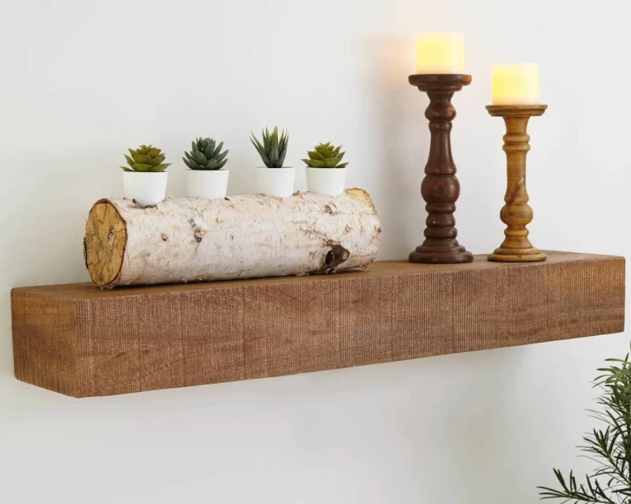 Signature Design by Ashley Cadmon Brown Wooden Wall Shelf - Rustic Wood Wall Decor