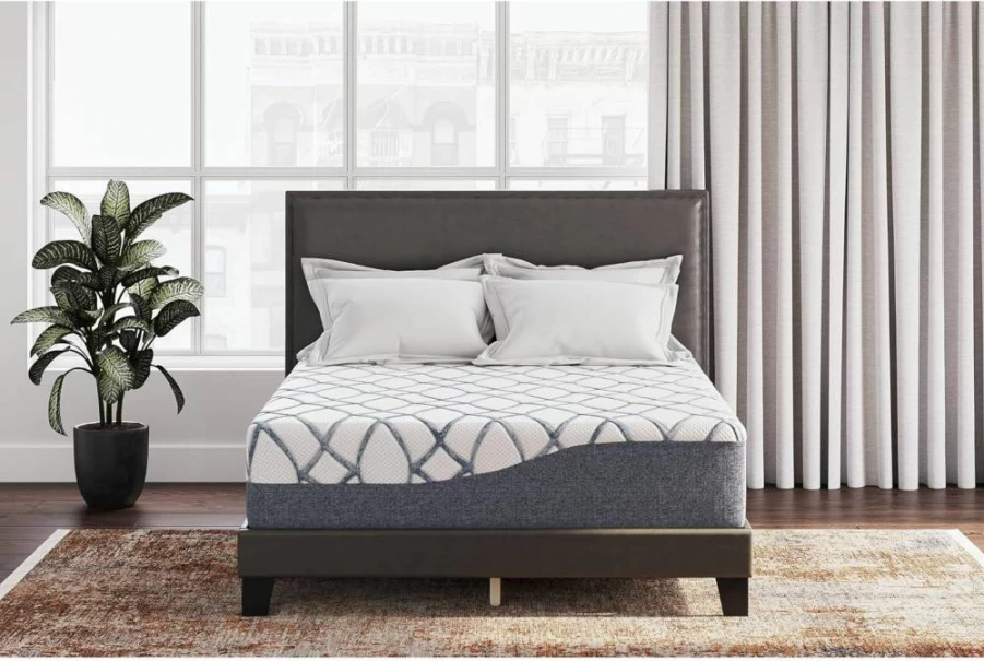 Signature Design by Ashley King Size 10 Inch Medium Firm Memory Foam Mattress with Green Tea & Charcoal Infusion for Pressure Relief & Cooling Comfort