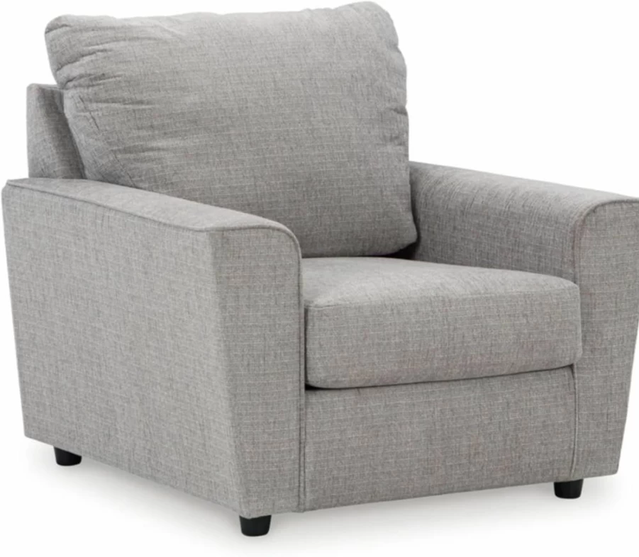 Signature Design by Ashley Stairatt Modern Flared-Arm Accent Chair with Removable Cushions, Gray Upholstered Living Room Seating