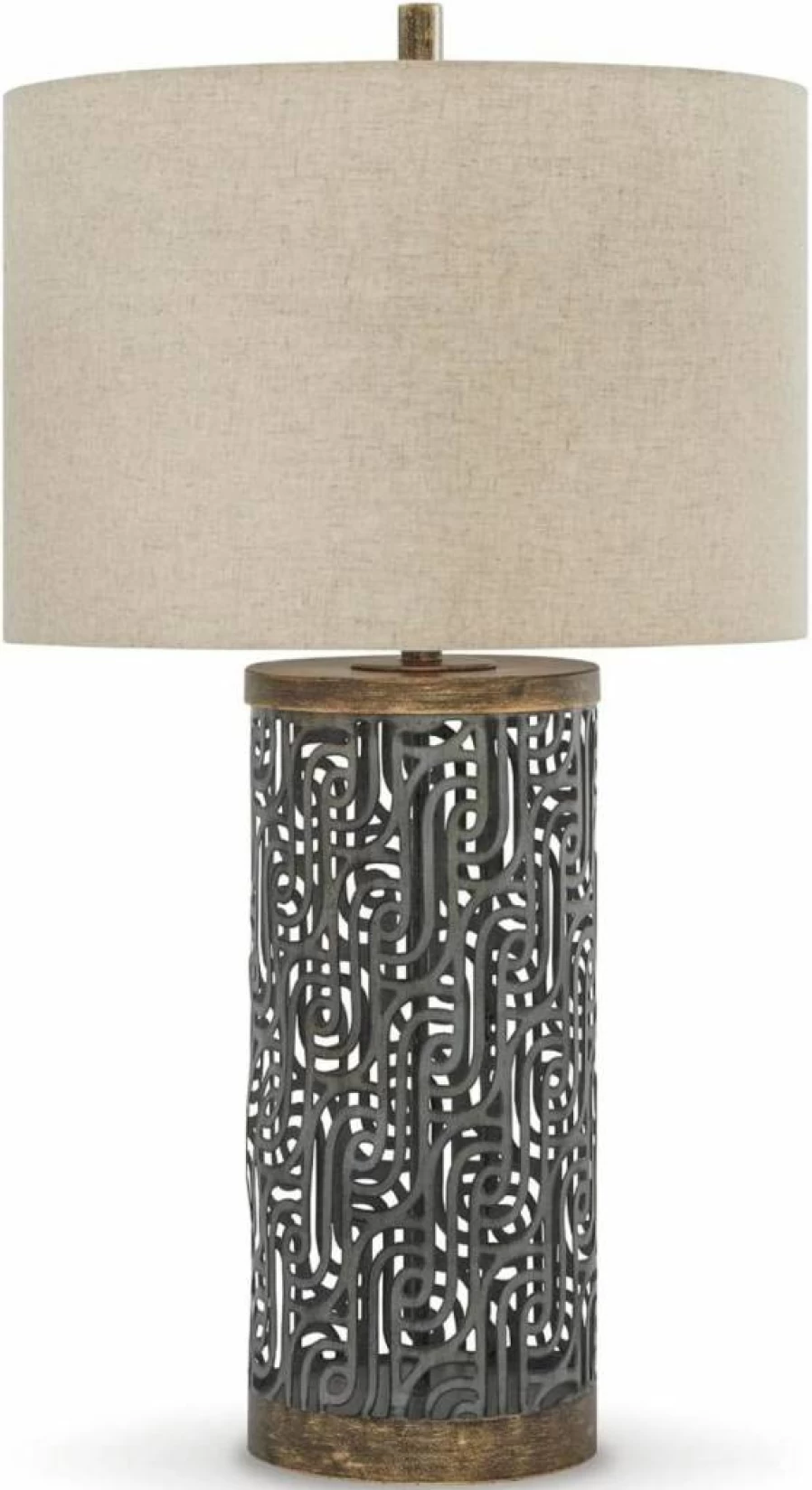 Signature Design by Ashley Dayo 30" Antique Gray & Gold Textured Metal Table Lamp - Urban Modern Single Light