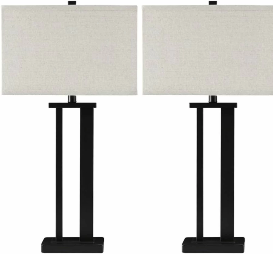 Signature Design by Ashley Aniela 29.5" Silver Minimalist Table Lamp - Set of 2 Modern Lighting Fixtures