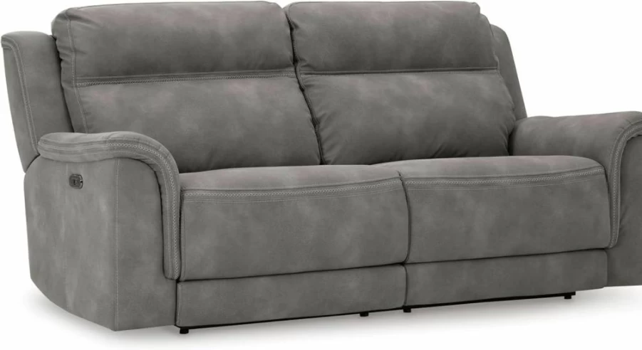 Signature Design by Ashley Next-Gen Durapella Faux Leather Reclining Sofa with USB Charger, Zero Wall Design, Beige Sand Color, Power Recliner