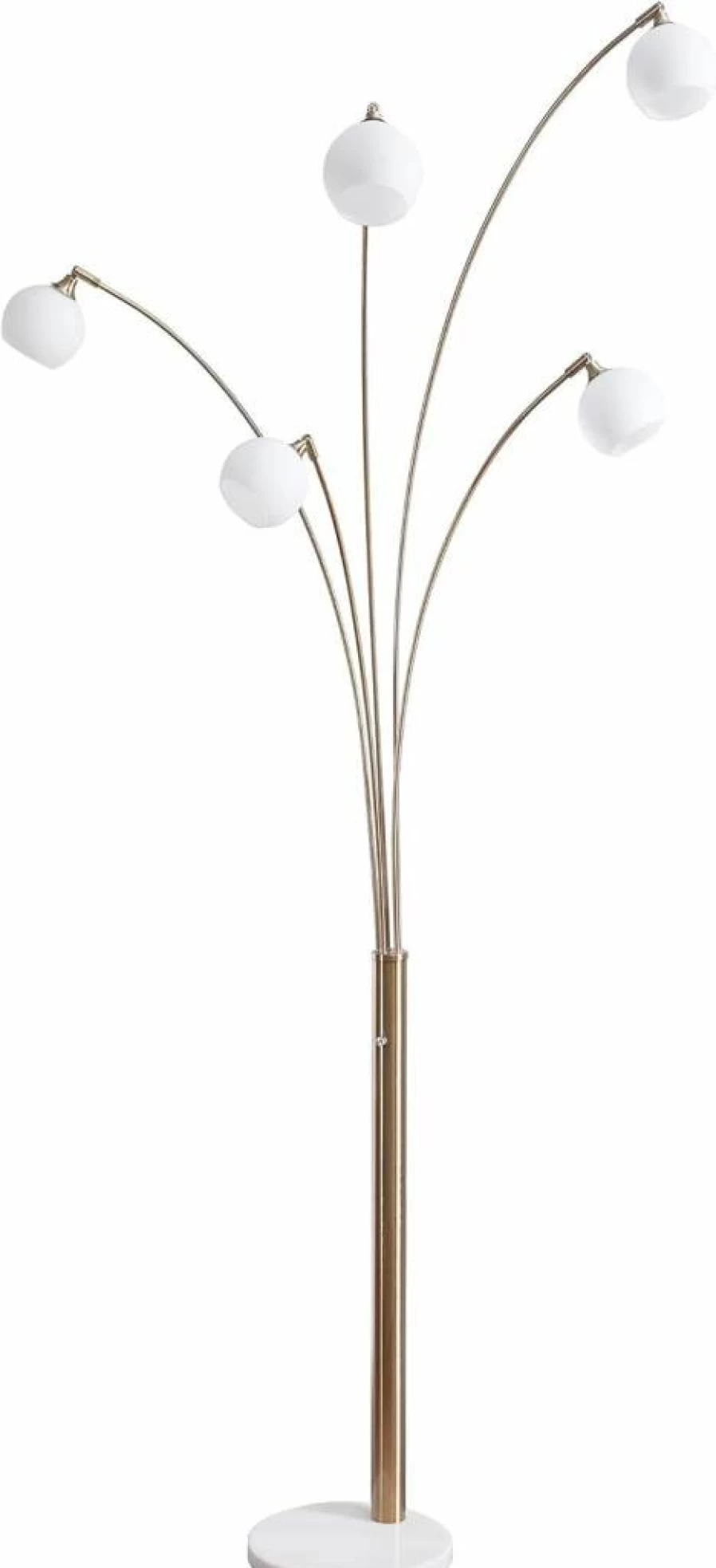Signature Design by Ashley Taliya 95" Modern Arc Floor Lamp with White Marble Base, 5-Light Shades, Dimmer Switch, Champagne & White Finish