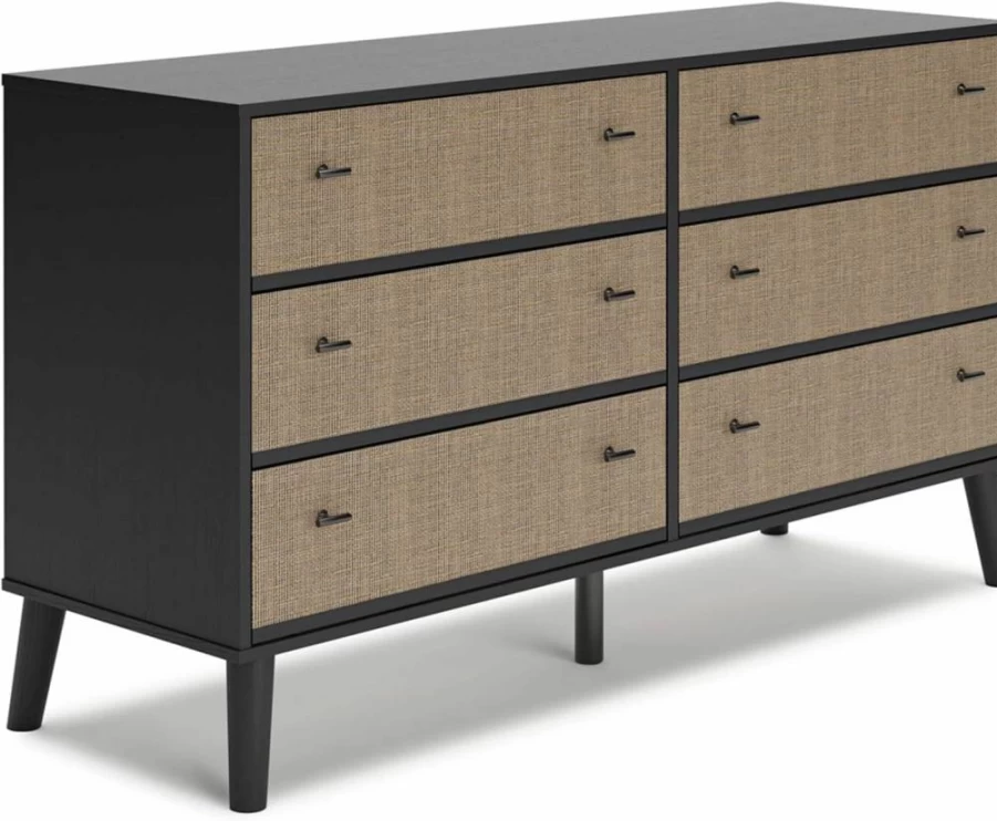 Signature Design by Ashley Aprilyn 6-Drawer Farmhouse Dresser in Whitewash Finish - Rustic Bedroom Storage