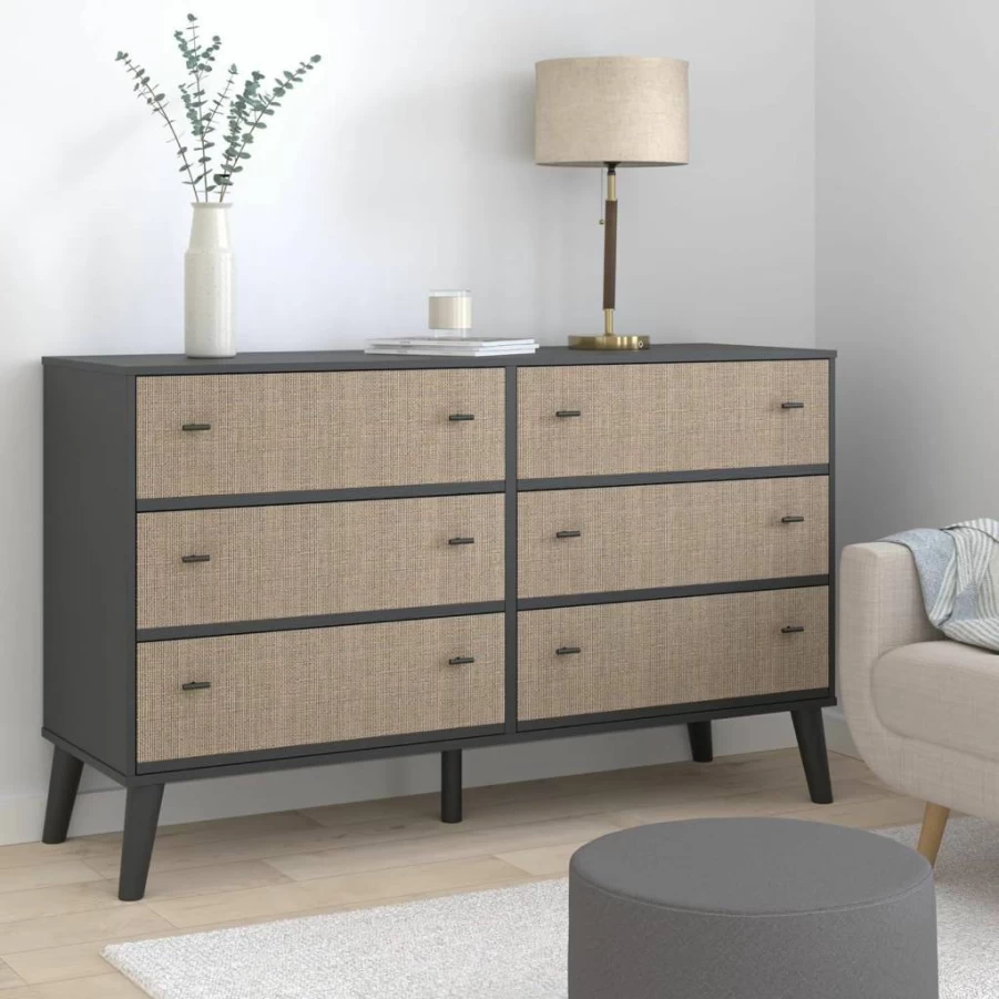 Signature Design by Ashley Aprilyn 6-Drawer Farmhouse Dresser in Whitewash Finish - Rustic Bedroom Storage