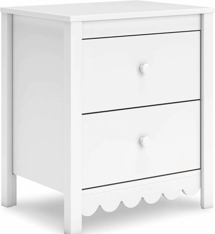 Signature Design by Ashley Cabinella Light Brown Nightstand - 2-Drawer Bedside Table with Round Post Legs, 24.37" Height