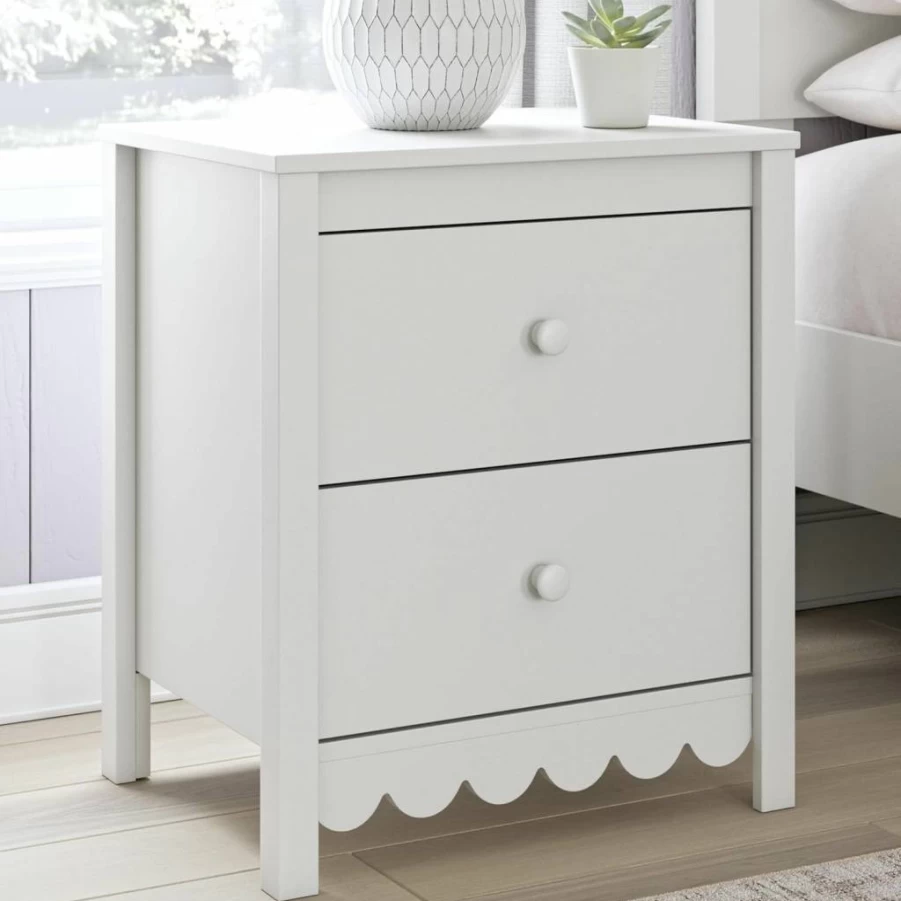 Signature Design by Ashley Cabinella Light Brown Nightstand - 2-Drawer Bedside Table with Round Post Legs, 24.37" Height