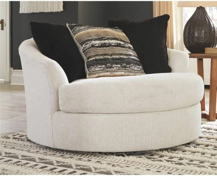 Signature Design by Ashley Creswell Oversized Swivel Accent Chair - Round Upholstered Transitional Design, Gray Living Room Furniture