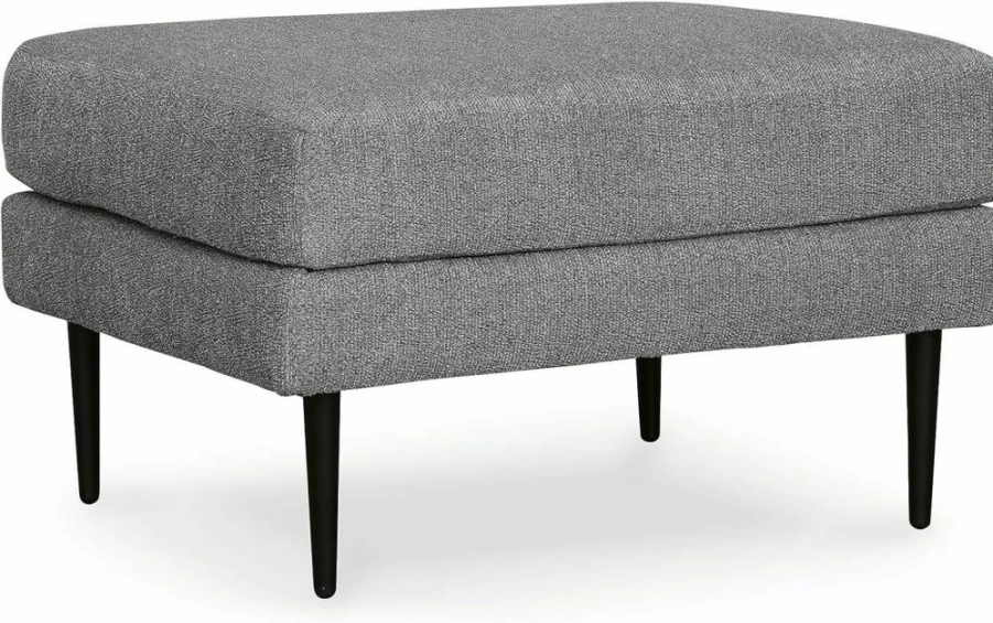 Signature Design by Ashley Hazela Modern Ottoman with Metal Legs in Cream & Black - Contemporary Footstool Bench