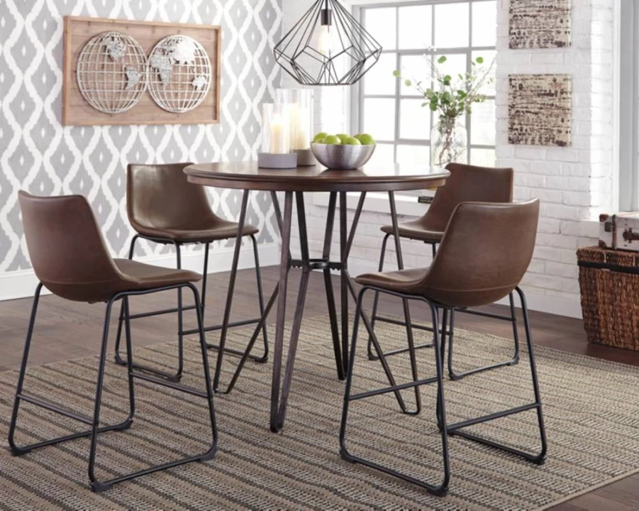 Signature Design by Ashley Mid-Century Modern Centiar Dining Table - Brown Wooden Finish for Stylish Dining Rooms