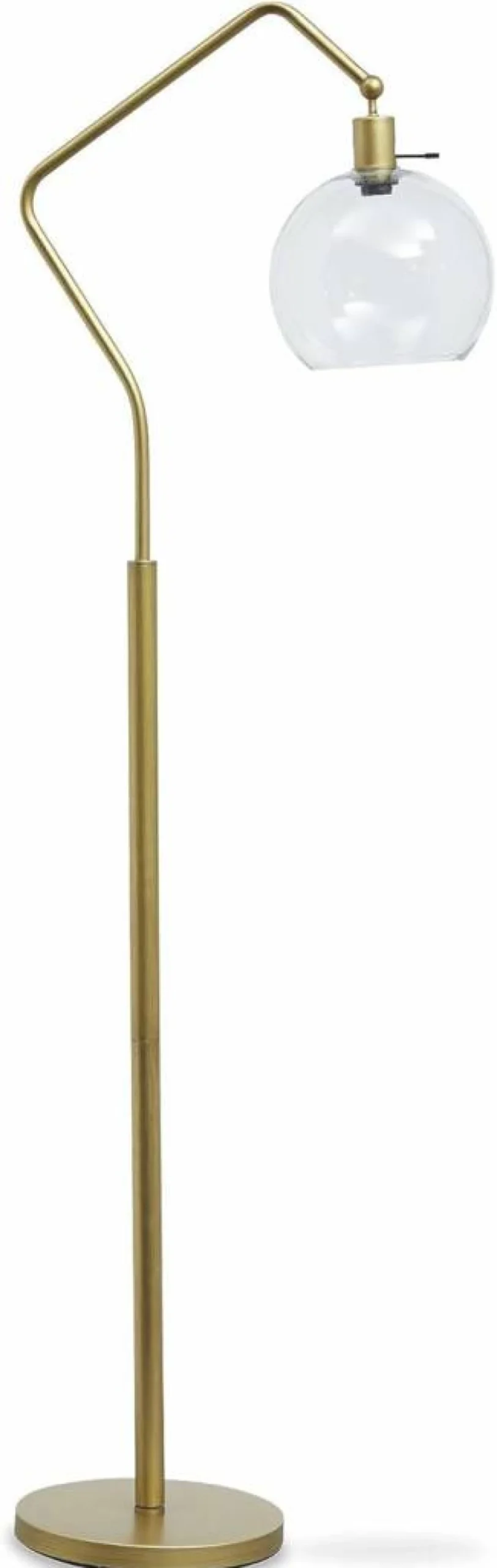 Signature Design by Ashley Marilee Modern Floor Lamp - 61.38" Antique Brass with Glass Shade & Angular Arm, Contemporary Lighting