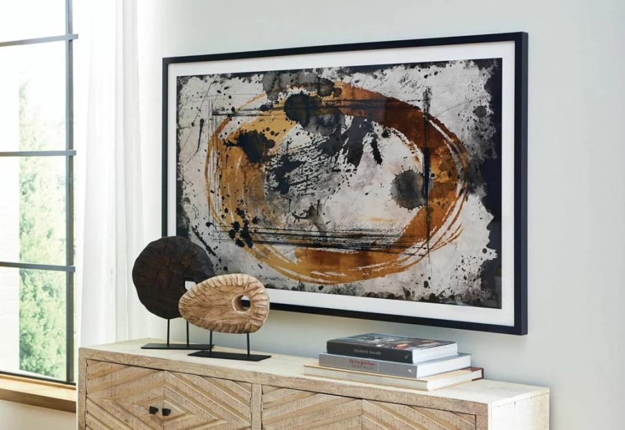 Signature Design by Ashley Clefting Modern Framed Wall Art - 63x37 Inches, Black & Dark Brown Contemporary Decor