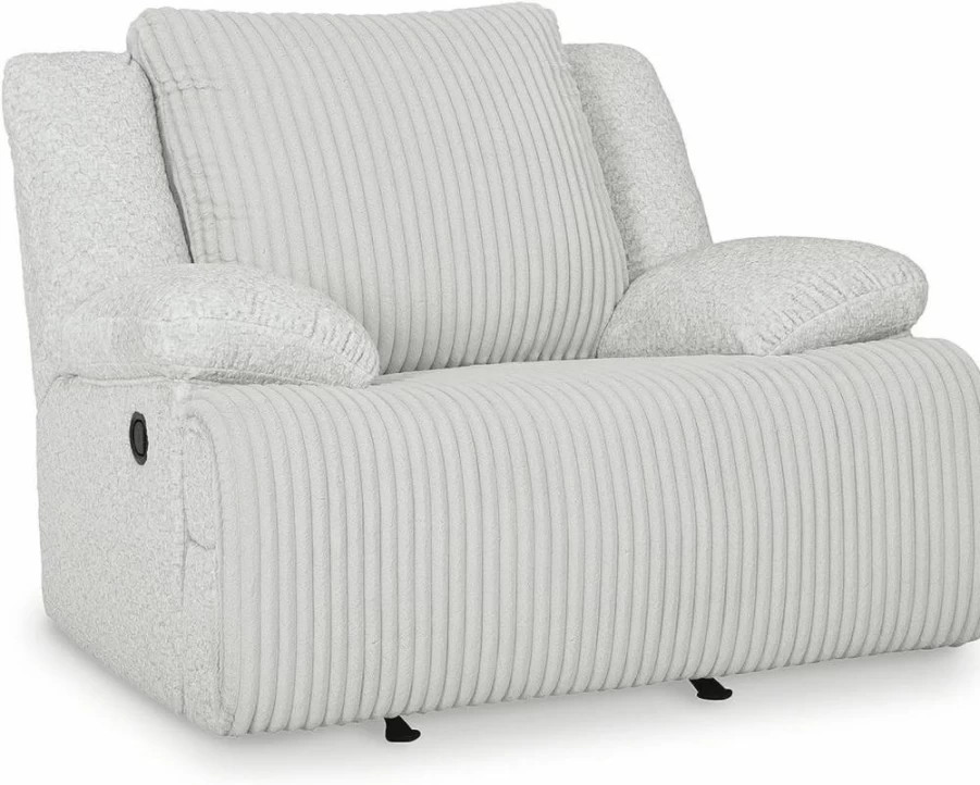 Signature Design by Ashley White Modern Upholstered Manual Rocker Recliner - Top Tier Comfort for Indoor Living