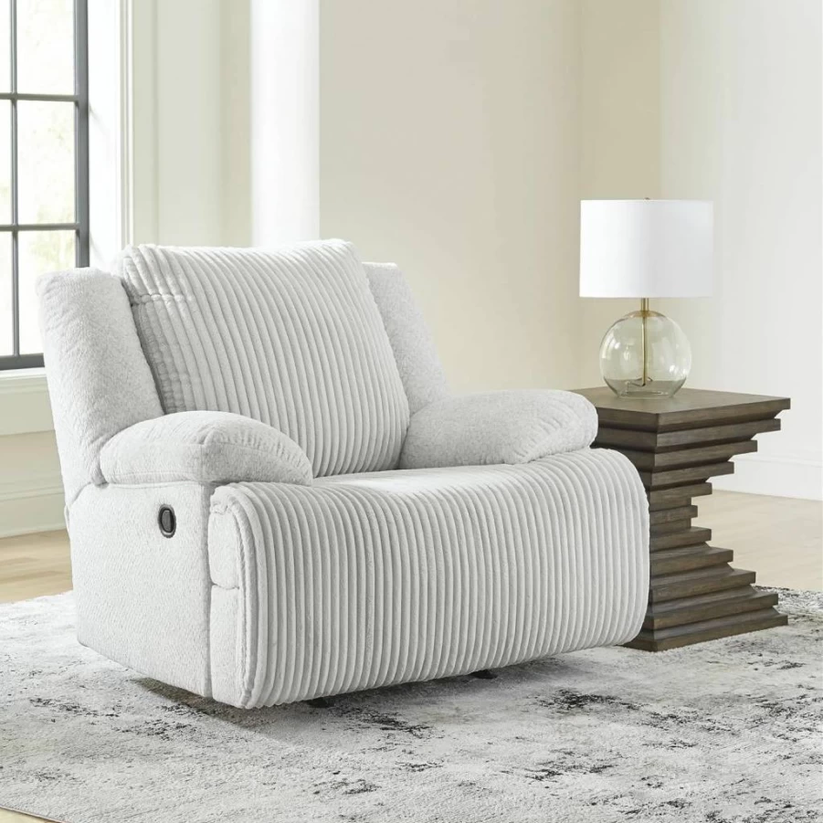 Signature Design by Ashley White Modern Upholstered Manual Rocker Recliner - Top Tier Comfort for Indoor Living