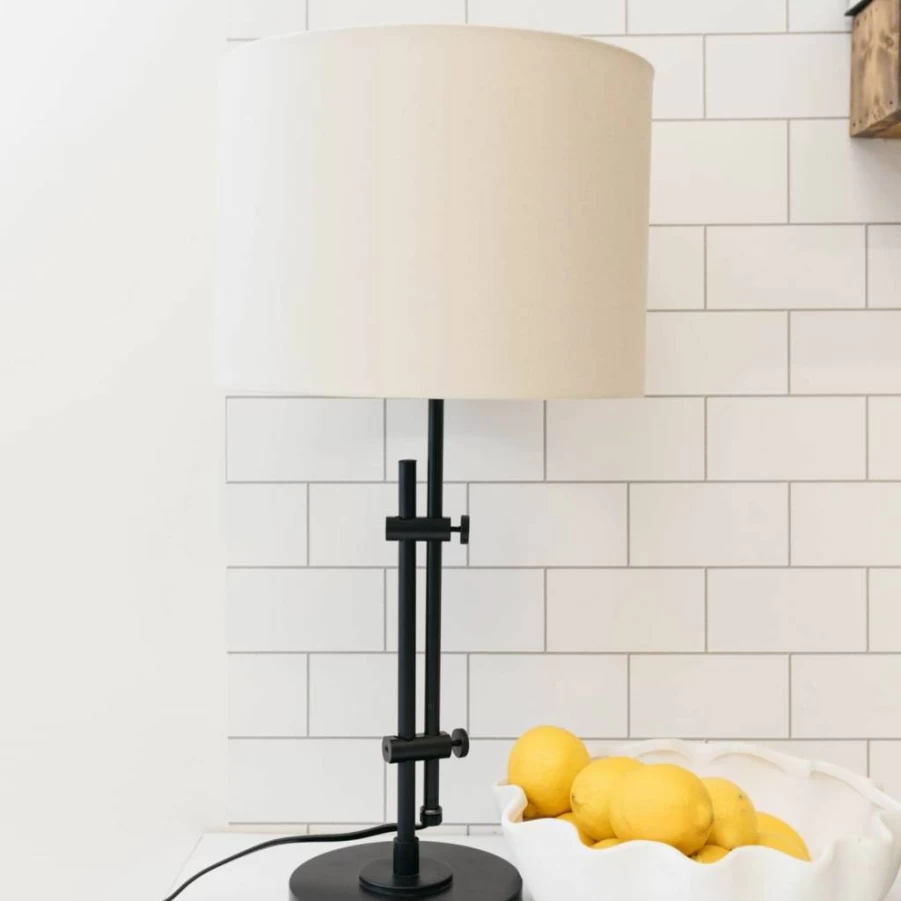 Signature Design by Ashley Baronvale 28" Modern Adjustable Metal Table Lamp in Black - Contemporary Home Office Lighting