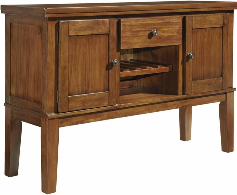 Signature Design by Ashley Hallanden Weathered Gray Dining Room Buffet Server with Wine Storage