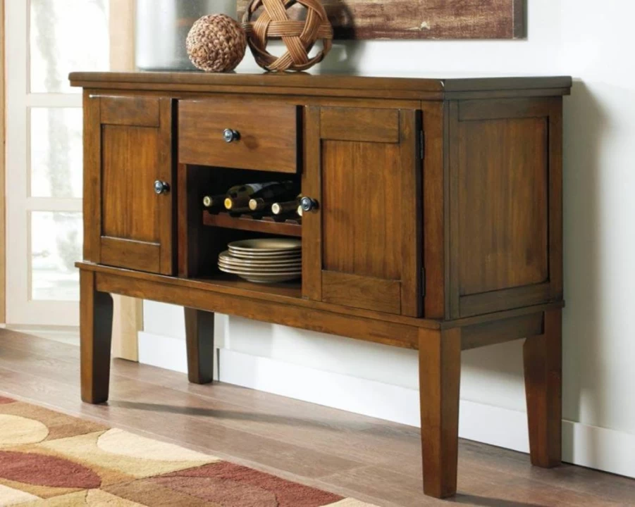 Signature Design by Ashley Hallanden Weathered Gray Dining Room Buffet Server with Wine Storage