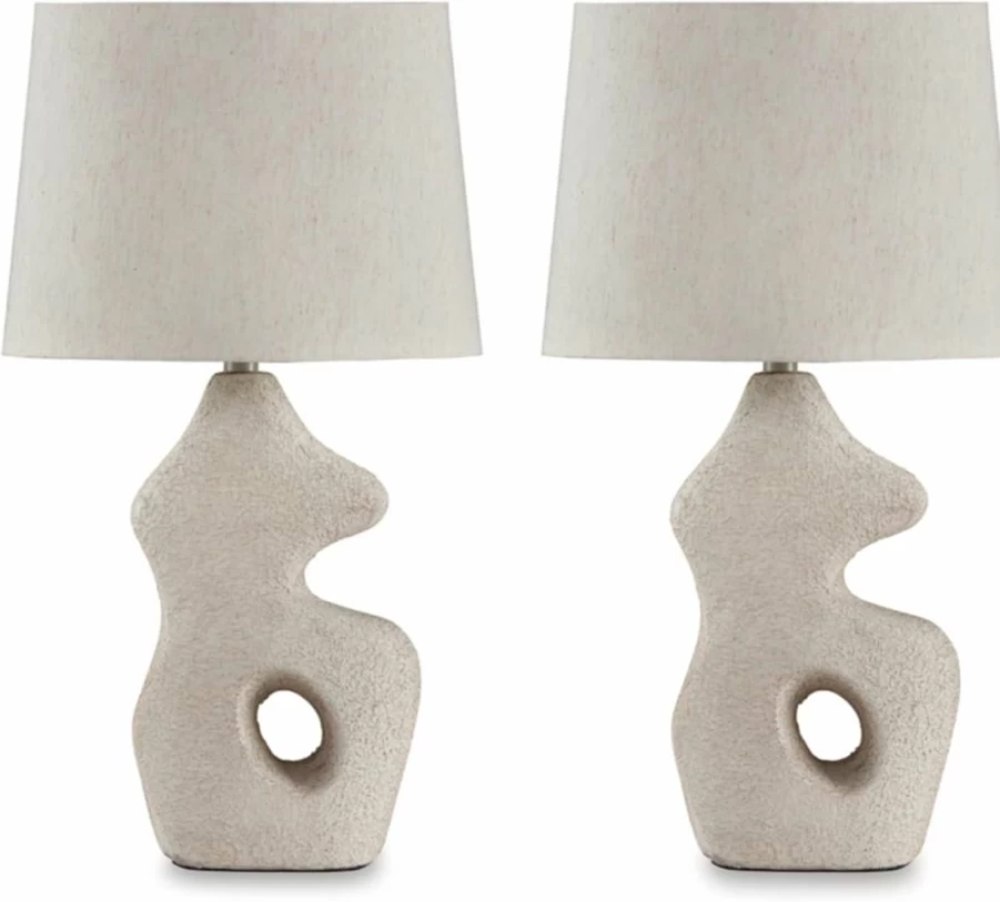 Signature Design by Ashley Chadrich Modern Beige Paper Composite Table Lamp Set - 2-Pack with 3-Way Switch, Contemporary Lighting