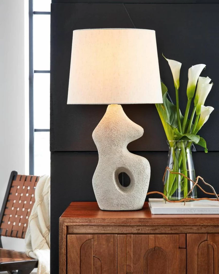 Signature Design by Ashley Chadrich Modern Beige Paper Composite Table Lamp Set - 2-Pack with 3-Way Switch, Contemporary Lighting