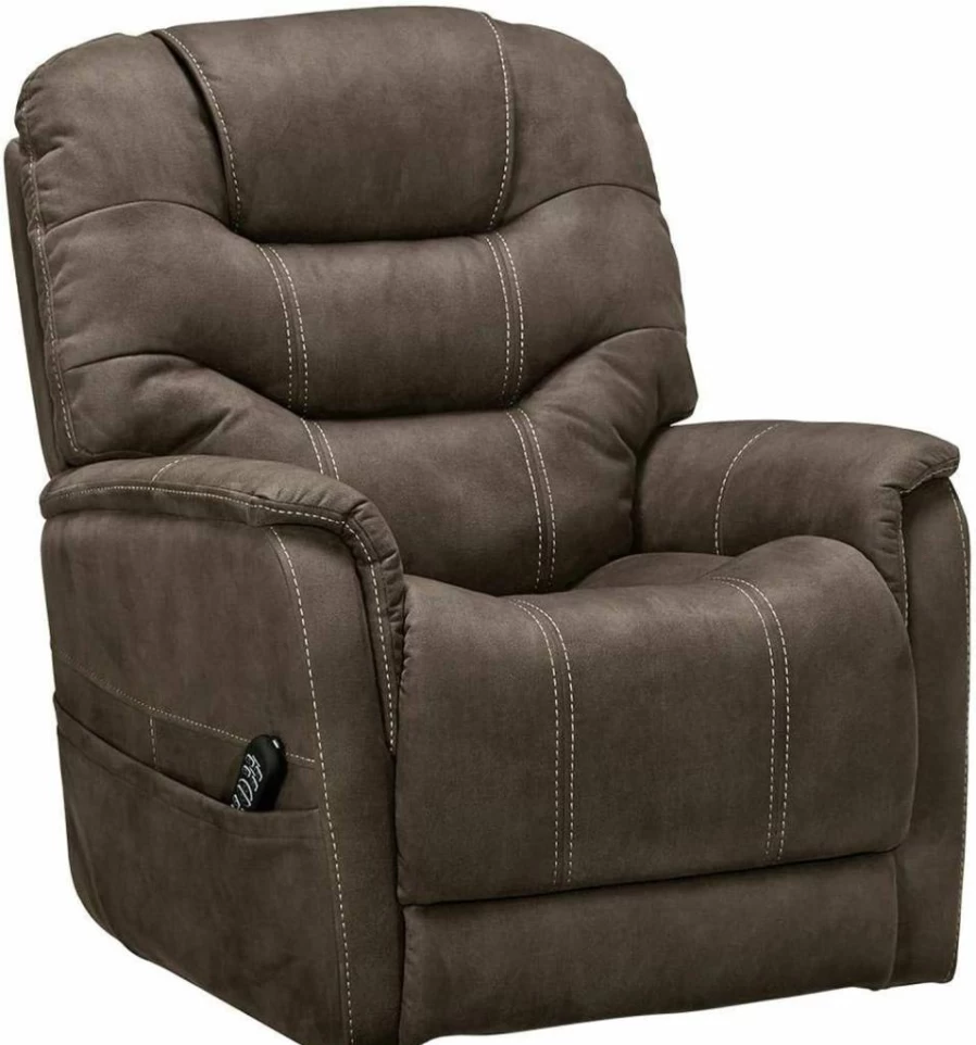 Signature Design by Ashley Ballister Modern Power Lift Recliner Chair in Brown - Adjustable Electric Recliner for Comfort & Mobility