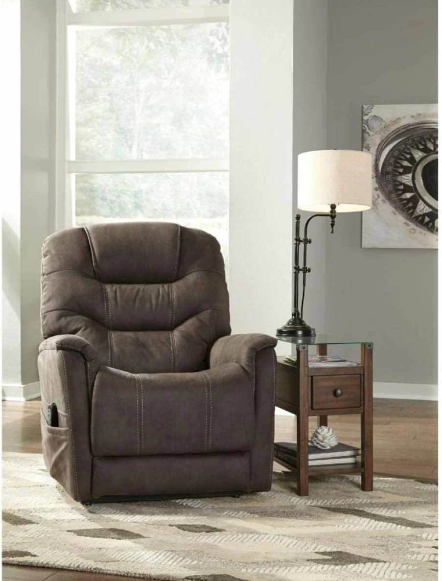 Signature Design by Ashley Ballister Modern Power Lift Recliner Chair in Brown - Adjustable Electric Recliner for Comfort & Mobility