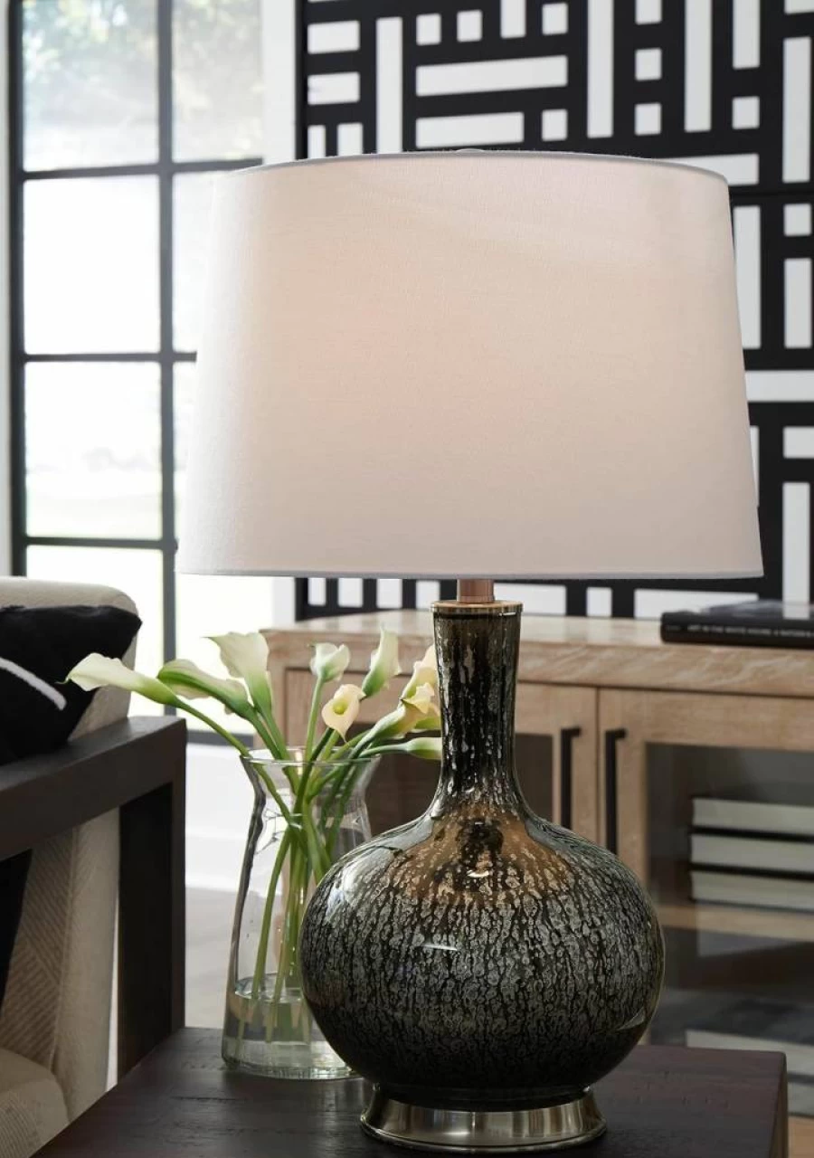 Signature Design by Ashley Tenslow Antique Black Traditional Glass Table Lamp - 26.25 Inch Height