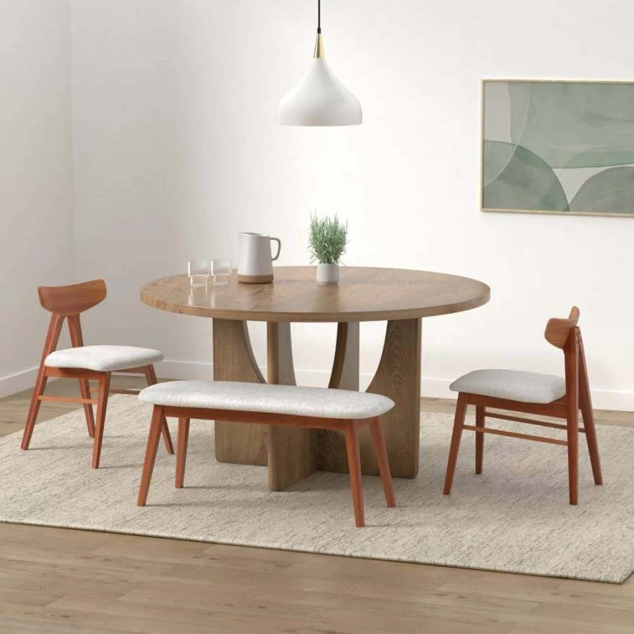 Signature Design by Ashley Dakmore Light Brown Contemporary Dining Table with Geometric Base - Modern Kitchen & Dining Room Furniture