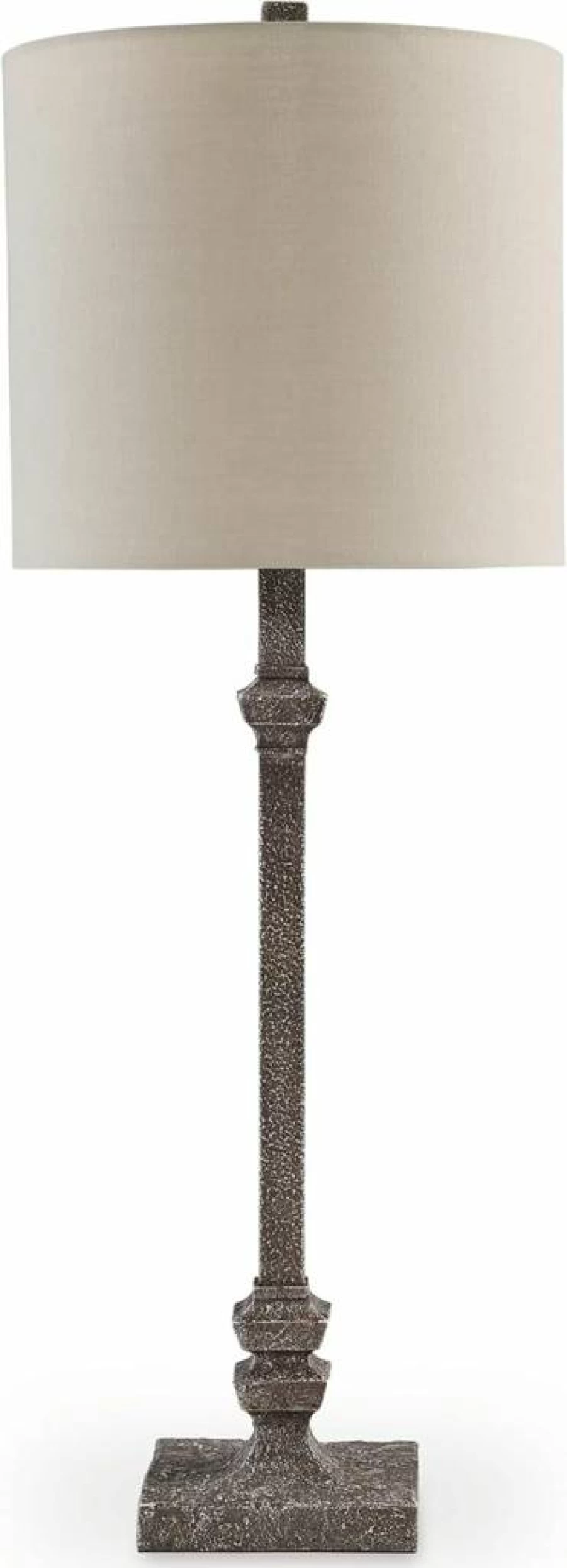 Signature Design by Ashley Oralieville 32-Inch Traditional Accent Lamp with Distressed Gray Finish - Polyresin Base Table Light