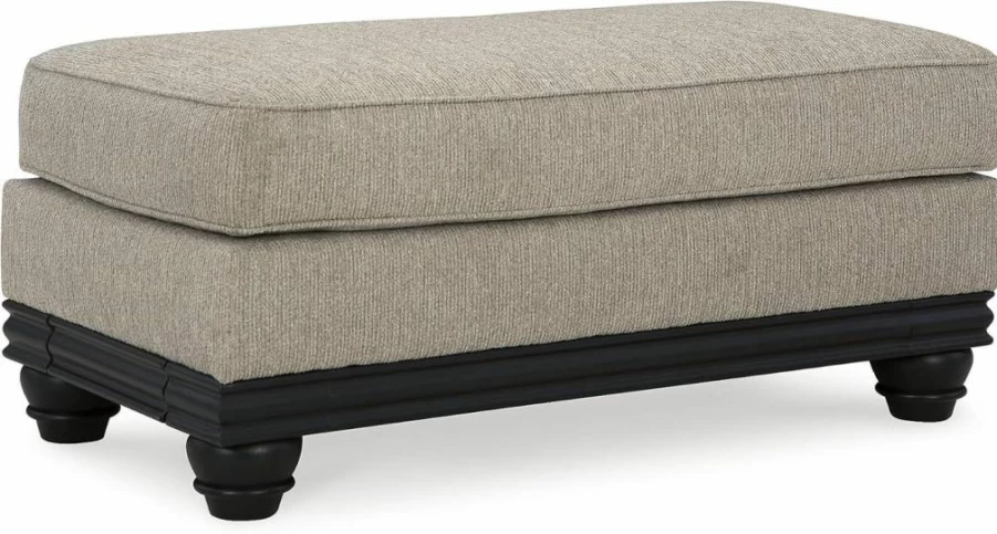 Signature Design by Ashley Elbiani Firm Cushion Rectangular Ottoman in Light Brown & Black
