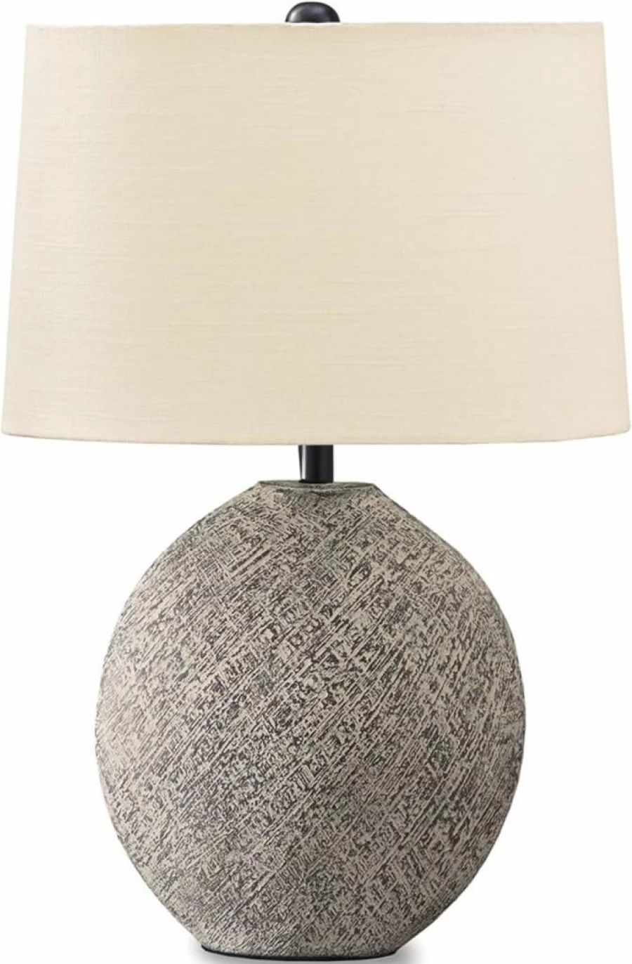 Signature Design by Ashley Harif 26" Beige Table Lamp with Textured Base - Modern Home Lighting