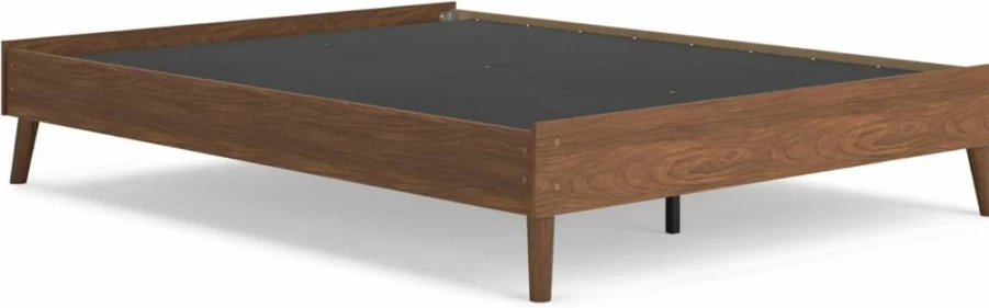 Signature Design by Ashley Cabinella Vintage Queen Bed Platform with Metal Slats, Light Brown Wood Frame & Center Support