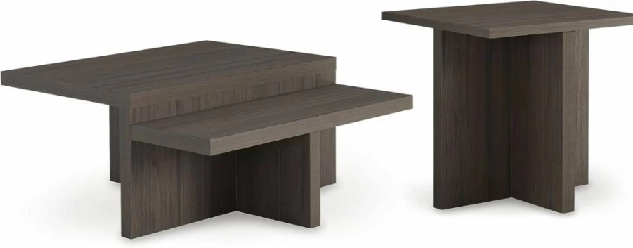 Signature Design by Ashley Zendex Modern Dark Brown Pedestal Table Set - 2-Piece Contemporary Dining Set