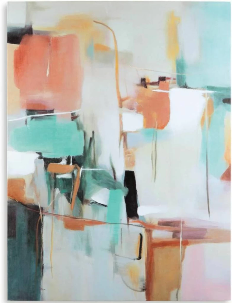 Signature Design by Ashley Langward Modern Abstract Hand-Painted Canvas Wall Art - 36x48 Inches Green & Beige Contemporary Home Decor