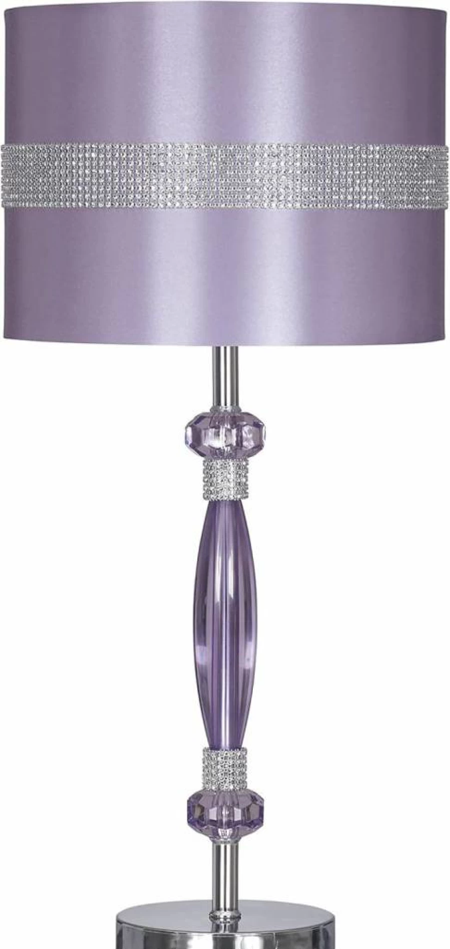 Signature Design by Ashley Nyssa Glam 24" Purple Youth Table Lamp with Silver Rhinestone Accents, Elegant Single Light for Bedroom