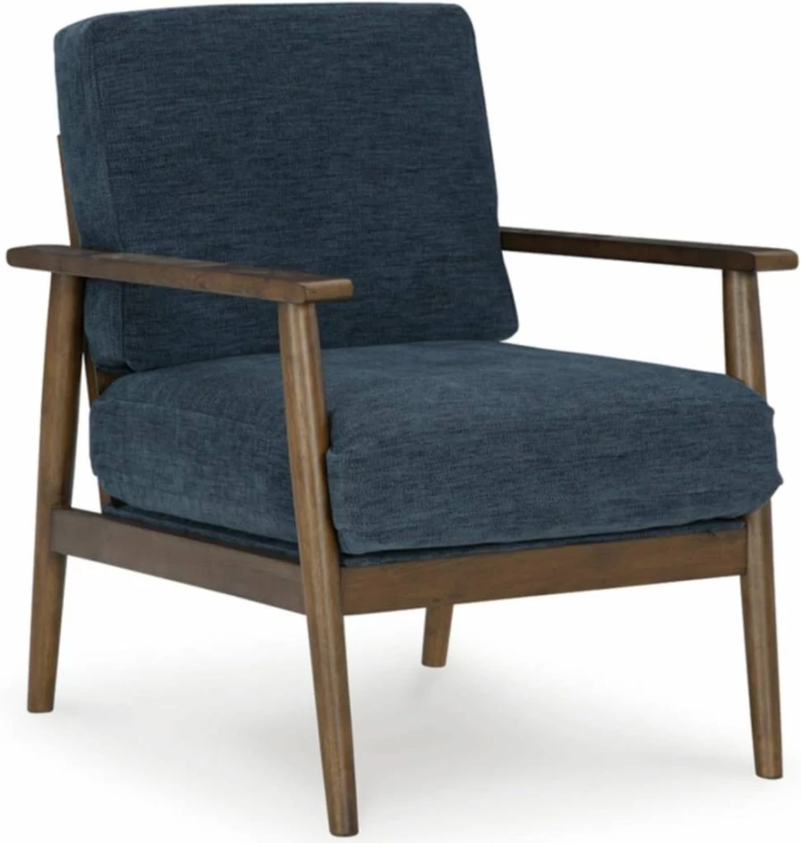 Signature Design by Ashley Bixler Blue Accent Chair - Removable Cushions, Tapered Legs, Classic Design