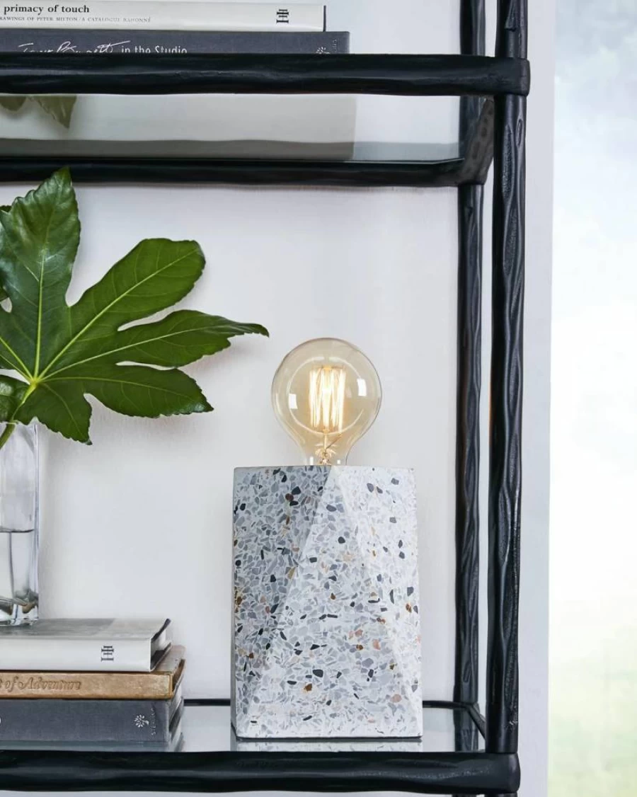 Signature Design by Ashley Maywick 31.38" Modern Terrazzo & Metal Table Lamp in White & Metallic Finish