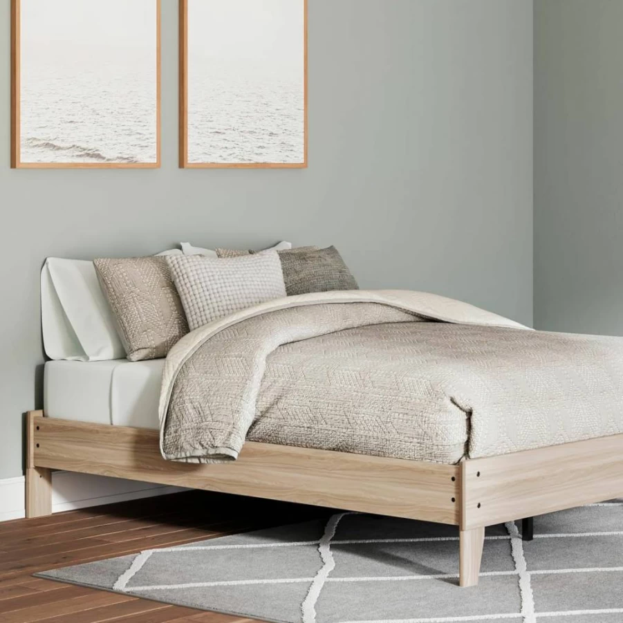 Signature Design by Ashley Calverson Mid-Century Modern Full Platform Bed in Mocha Finish - Stylish & Sturdy Bed Frame