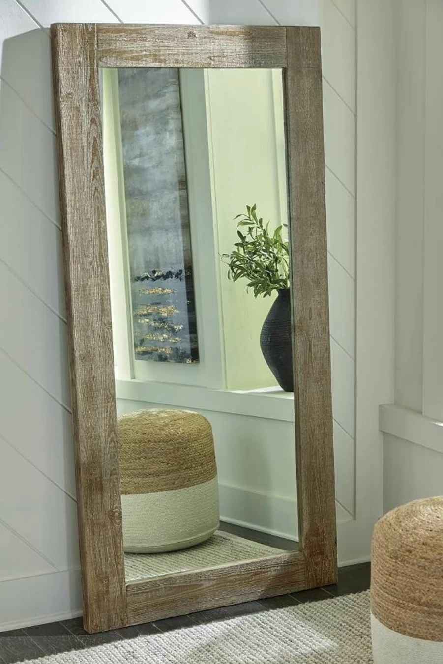 Signature Design by Ashley Waltleigh 72" Vintage Brown Floor Mirror - Elegant Freestanding Full-Length Mirror