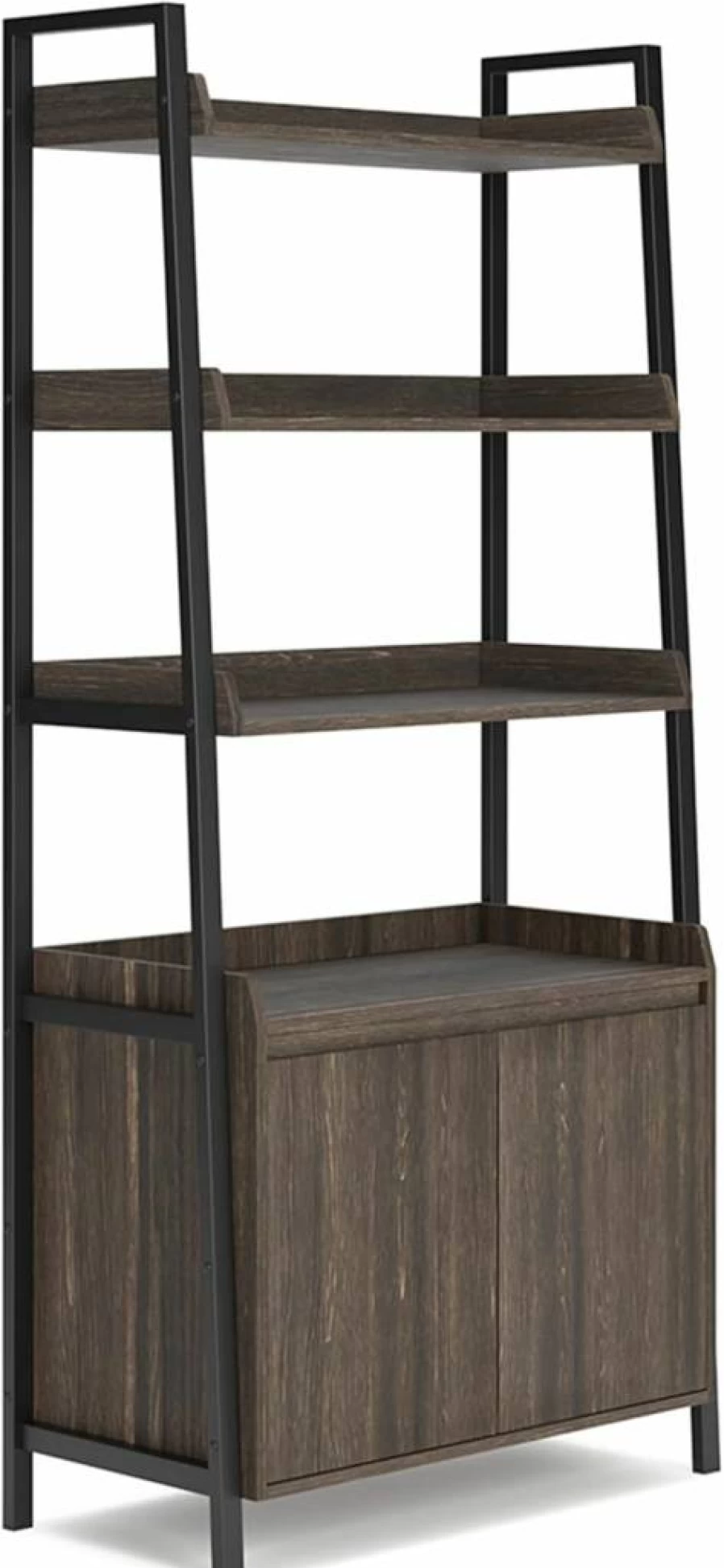 Signature Design by Ashley Zendex Modern Bookcase with Lower Cabinet - Dark Brown Wood Storage Shelf for Living Room, Office