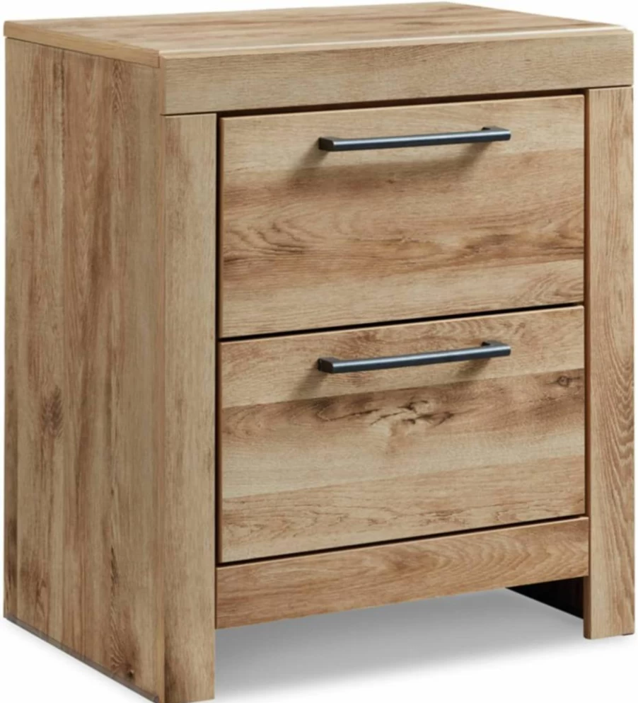 Signature Design by Ashley Drystan Industrial Nightstand with USB Charging Stations, Rustic Weatherworn Brown, 2-Drawer Bedside Table, 24.37" Height