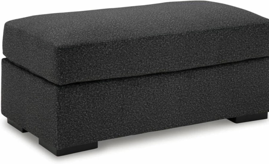 Signature Design by Ashley Wryenlynn Modern Black Upholstered Rectangular Ottoman for Living Room